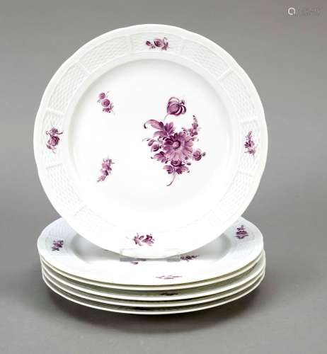 Six dinner plates, Nymphenburg, mark