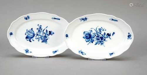 Two oval serving bowls, Meissen, kno