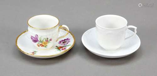 Two demitasse cups with saucers, KPM