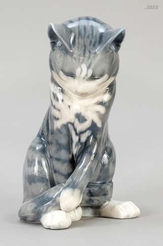 Sitting tiger cat, Royal Copenhagen,