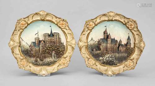 Pair of ceramic relief plates, 20th