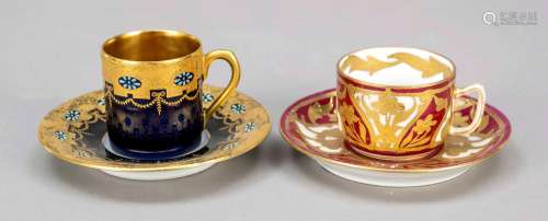 Two demitasse cups with saucers, Art