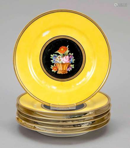 Six Biedermeier plates, German, begi