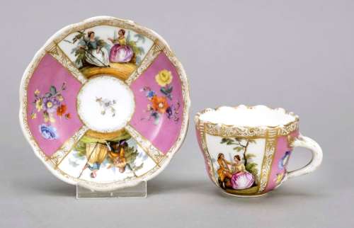 A demitasse and saucer, Meissen, kno