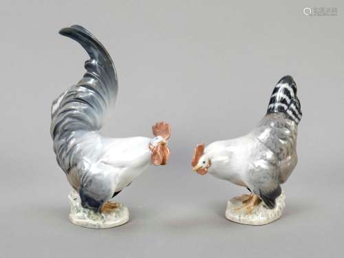 Rooster and hen, Royal Copenhagen, D