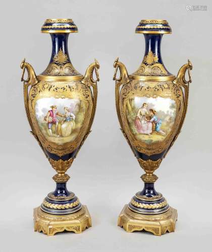 Pair of vases in the Sevres style, F