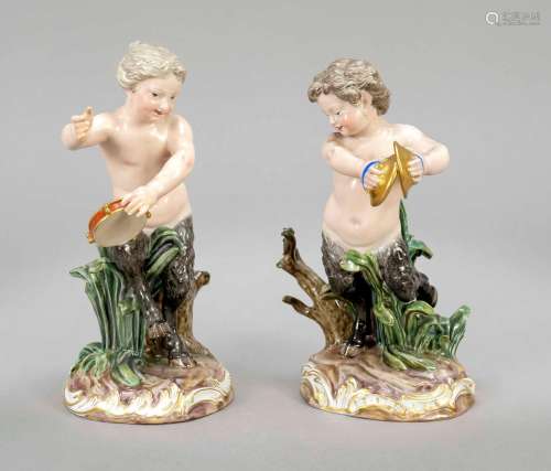 Pair of fauns playing music, Meissen