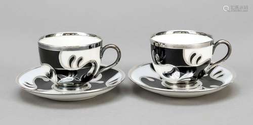 Pair of demitasse cups with saucers,