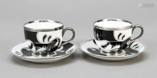 Pair of demitasse cups with saucers,