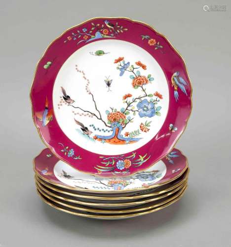 Six shallow plates, Meissen, knob pe