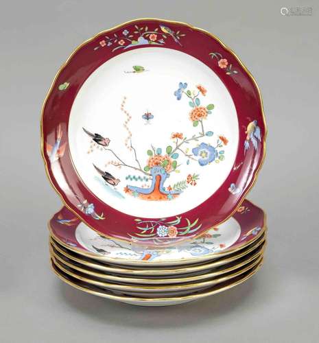 Six dessert plates, Meissen, knob pe