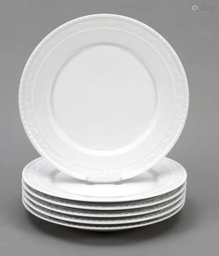 Six flat dinner plates, KPM Berlin,