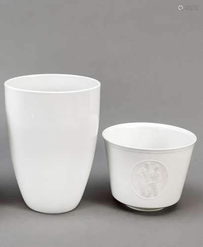 Vase and pot, KPM Berlin, 20th c., 1