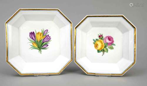 Pair of octagonal bowls, KPM Berlin,