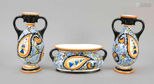 Three-piece vase set, Czechoslovakia