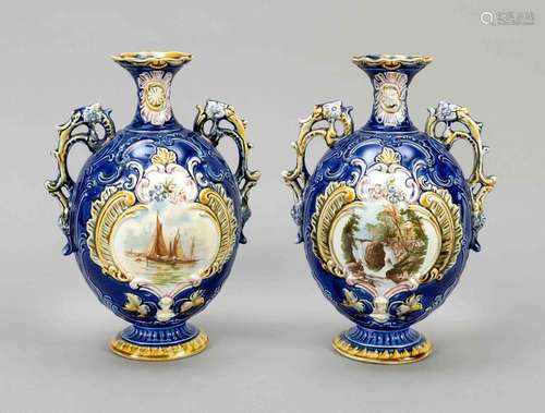 Pair of ceramic vases, c. 1900, roun