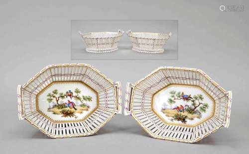 Two basket bowls, KPM Berlin, 20th c