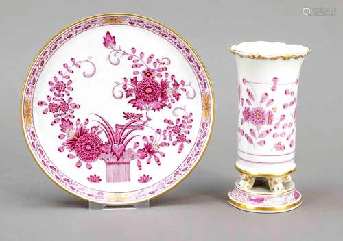 Vase and small plate, Meissen, 2nd h