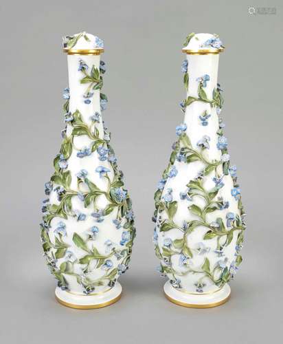 Two bottle vases with stopper, Meiss