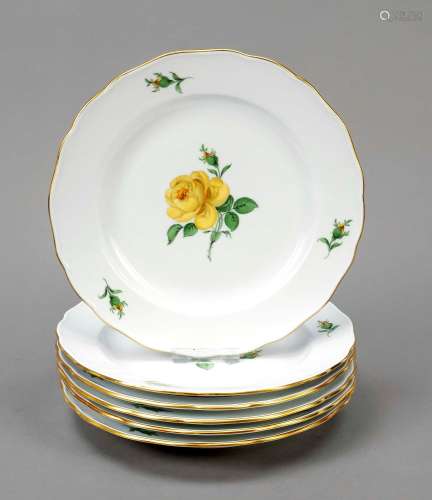 Set of 6 dinner plates, Meissen, mar