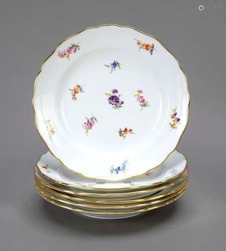 Six plates, Meissen, knob period (18