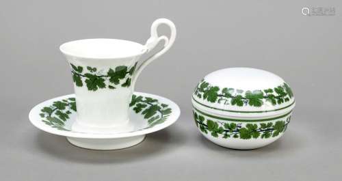 Cup with saucer and round lidded box