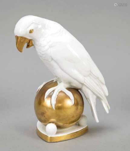 Parrot on gold ball, Hutschenreuther