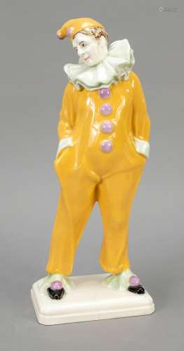 Standing Pierrot in yellow costume,