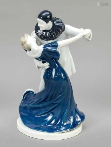 Harlequin and lady dancing. Lichte,