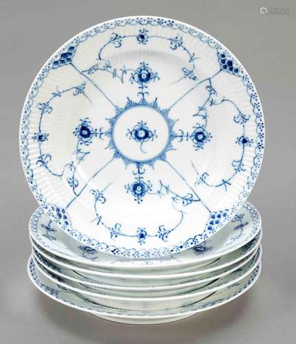 Six dinner plates, Royal Copenhagen,