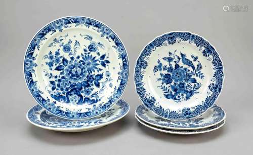 Group of 5 wall plates Delft faience