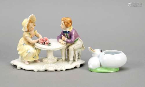 Two porcelain figures, Biedermeier c