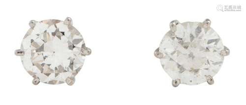 PAIR OF 9CT WHITE GOLD AND DIAMOND EARRINGS