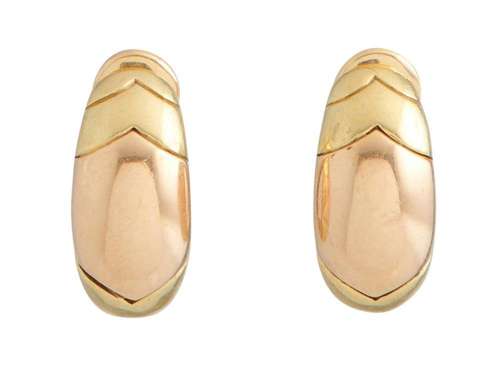 BULGARI, PAIR OF 18CT TWO-TONE GOLD  TRONCHETTO  EARRINGS