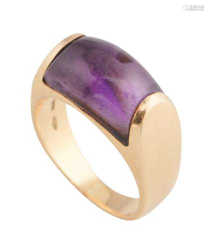 BULGARI, 18CT GOLD AND AMETHYST  TRONCHETTO  RING