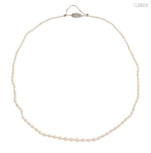 18CT WHITE GOLD, DIAMOND AND PEARL NECKLACE