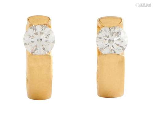 KIM BUCK FOR GEORG JENSEN, PAIR OF 18CT GOLD AND DIAMOND  CE...