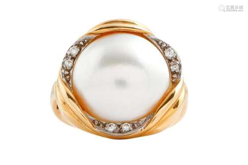 PASPALEY, 18CT GOLD, PEARL AND DIAMOND RING