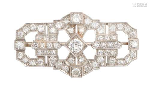 PLATINUM AND DIAMOND BROOCH