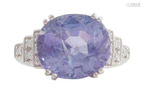 PLATINUM, TANZANITE AND DIAMOND RING