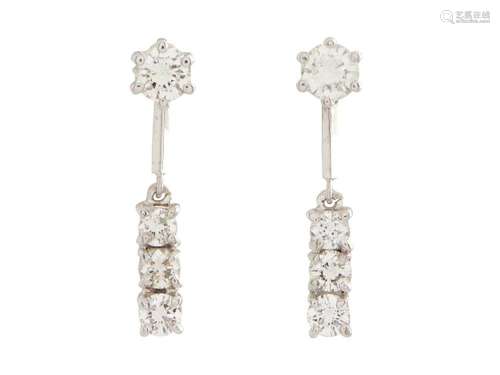 PAIR OF 18CT WHITE GOLD AND DIAMOND EARRINGS