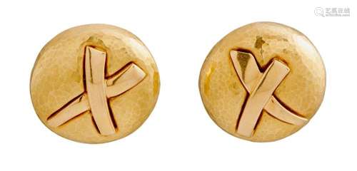 PALOMA PICASSO FOR TIFFANY & CO. PAIR OF 18CT GOLD  GRAF...