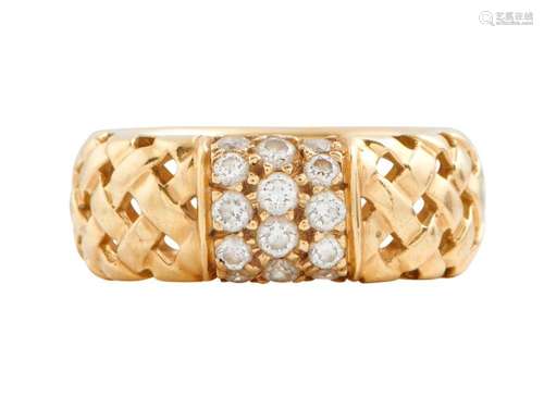 TIFFANY & CO. 18CT GOLD AND DIAMOND  VANNERIE  RING, 199...