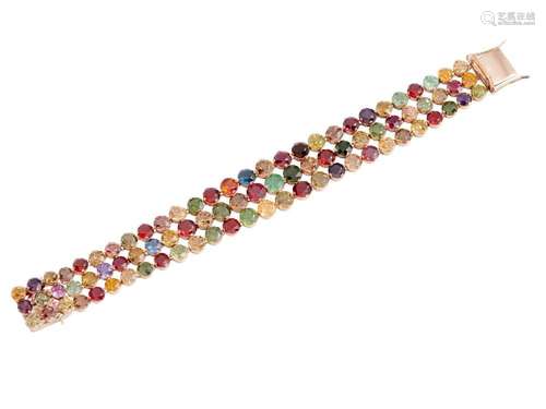 9CT GOLD AND GEM-SET BRACELET