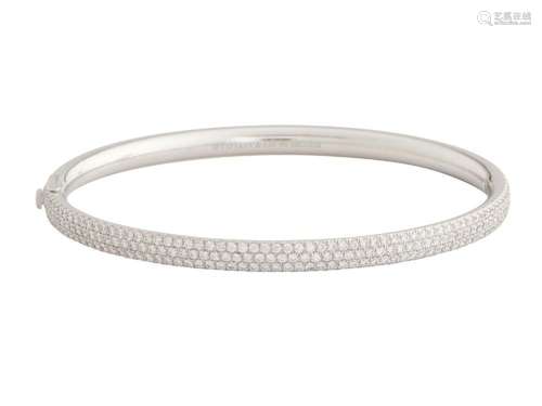 TIFFANY & CO. 18CT WHITE GOLD AND DIAMOND  METRO  BANGLE