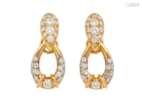 PAIR OF 18CT GOLD AND DIAMOND EARRINGS