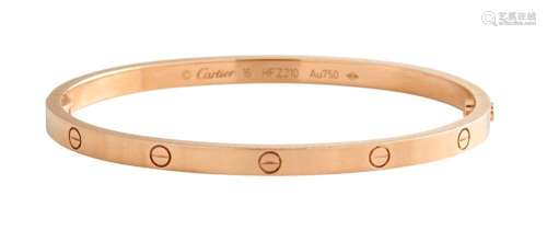 CARTIER, 18CT ROSE GOLD  LOVE  BRACELET