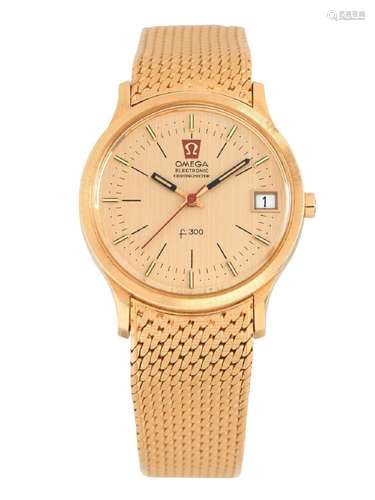 OMEGA ELECTRONIC F300 REF 198 003 AN 18CT GOLD BRACELET WATC...