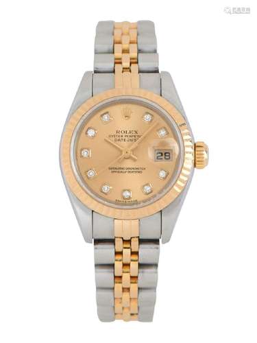 ROLEX OYSTER PERPETUAL DATEJUST REF 79173 A LADY S 18CT GOLD...