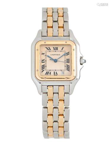 CARTIER PANTHERE REF 183949 A GOLD AND STAINLESS STEEL BRACE...